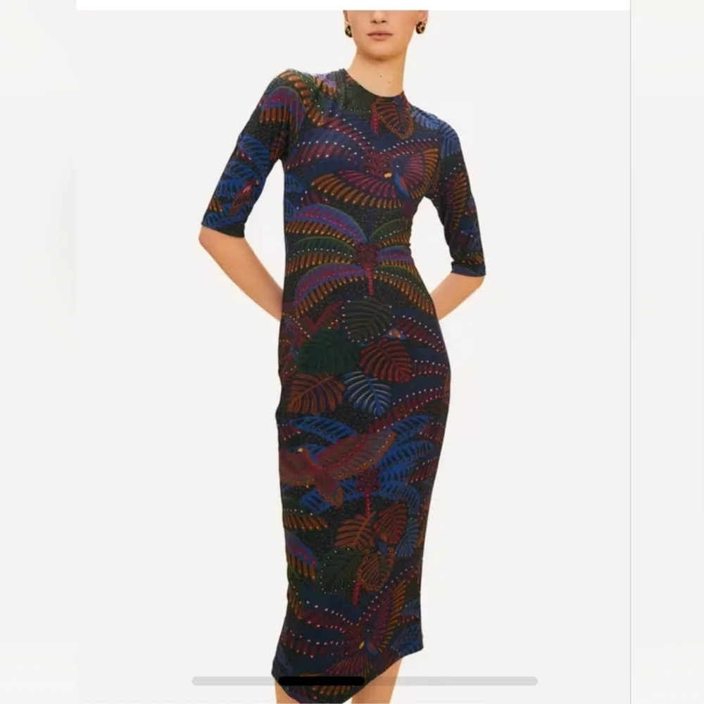 NWT FARM RIO SZ M. Multicolor Patterned Women's Dress - Picture 3 of 15